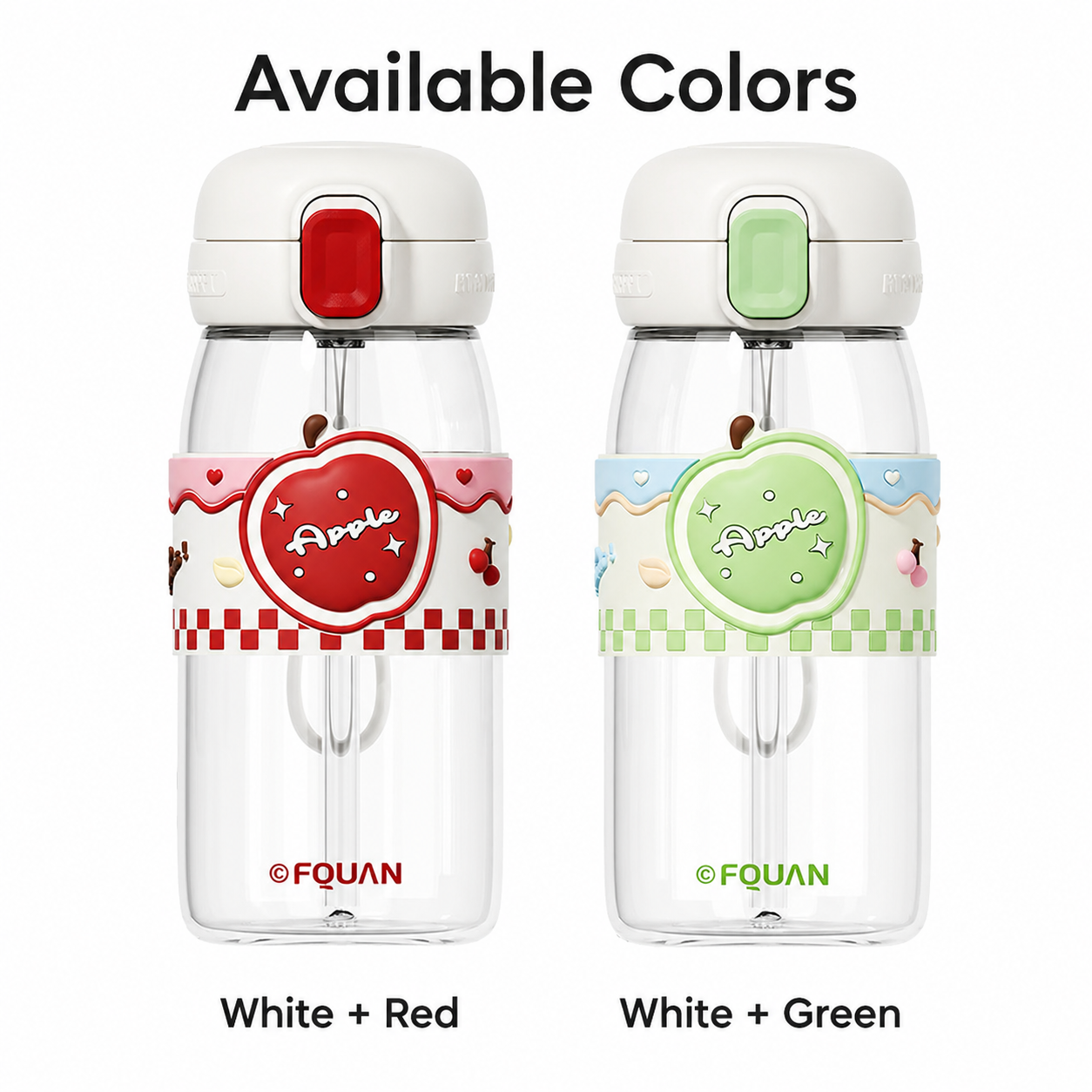 Cute Pop-Up Lid Water Bottle with Straw & Direct Drink, Portable Leak-Proof Cup for Travel & Office